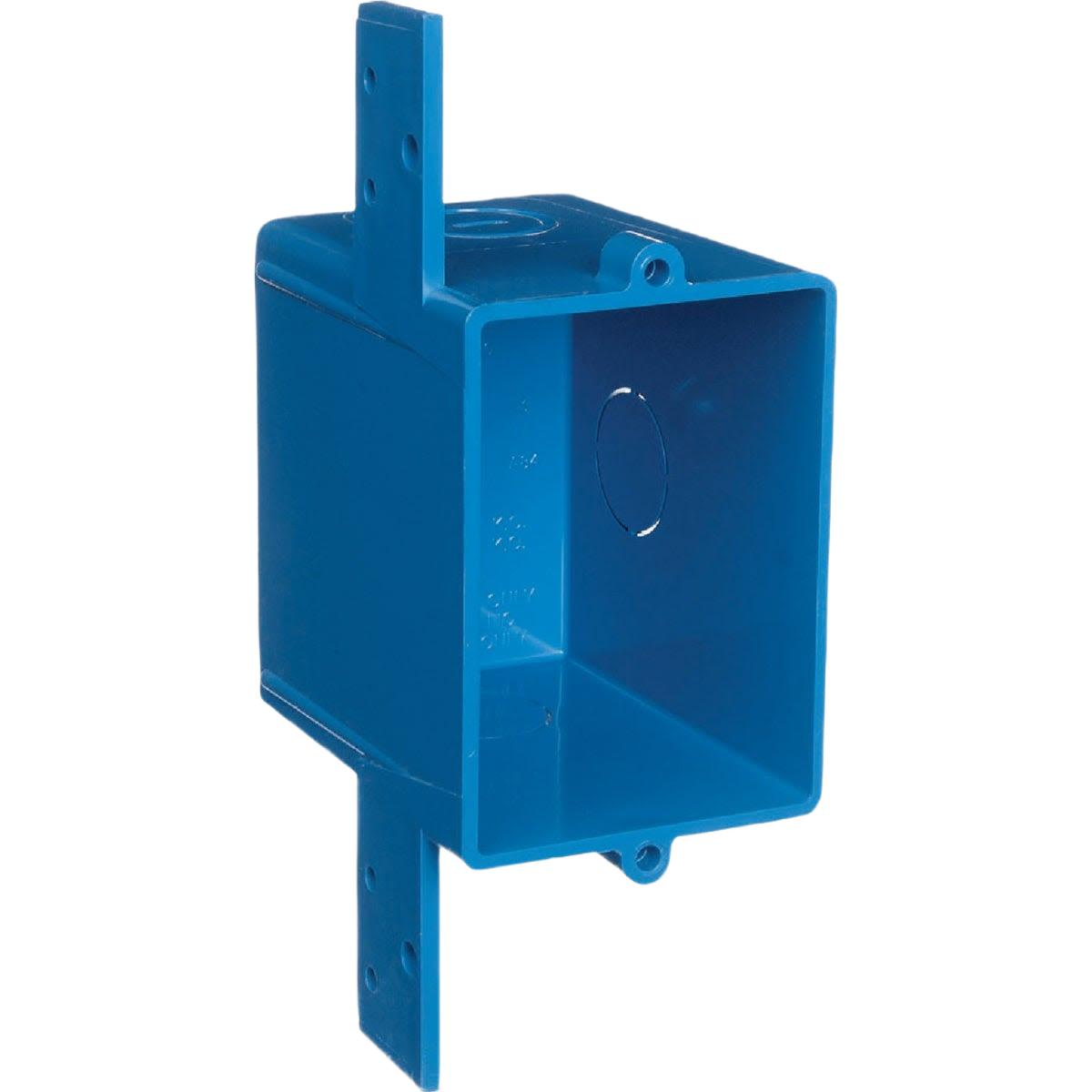 Blue electrical non-metallic conduit box for masonry wall installation in electrical and home improvement collections