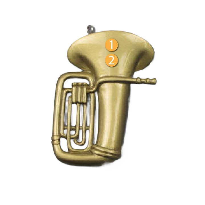 Gold-toned tuba-shaped ornament with smooth finish for Christmas Ornaments & Tree Decorations collection