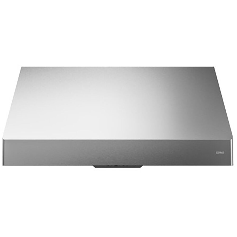Stainless steel canopy range hood with LED lighting and six-speed controls for kitchen appliances and home improvement use