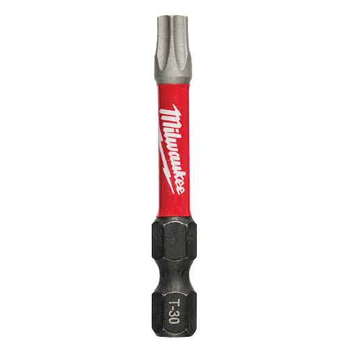 Single 2-inch red Milwaukee impact duty T30 TORX bit for power tool accessories and home improvement tasks