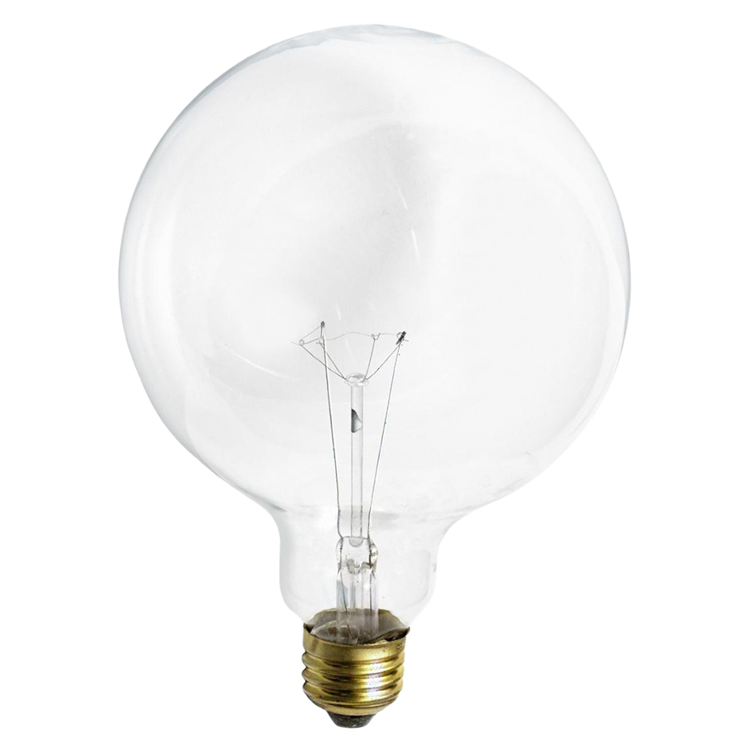 Clear globe incandescent bulb with medium screw base for lighting, electrical, and home improvement applications