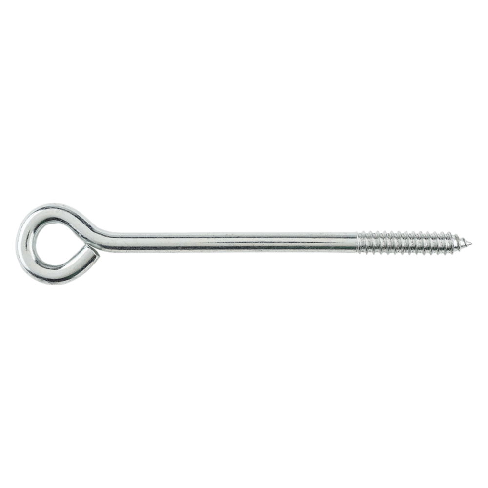 Zinc-plated lag screw eye with threaded shaft for fastening and hanging in home improvement and hardware projects under $50