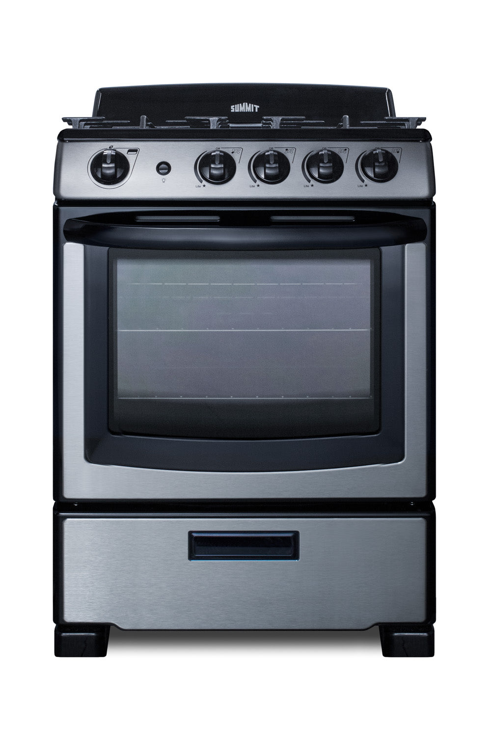 compact stainless steel 24-inch gas range with front controls and single oven in ranges and kitchenware collection