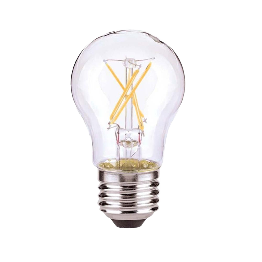 Clear LED light bulb with visible filament and medium screw base for lighting and home improvement use