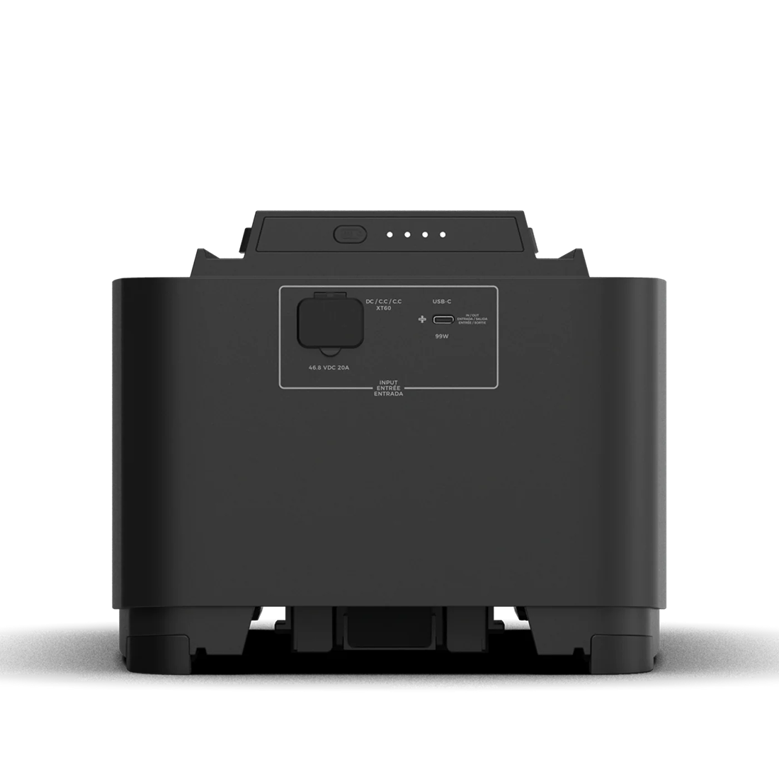 Black expansion power pack with USB-C port and battery level indicators for tools and home improvement use