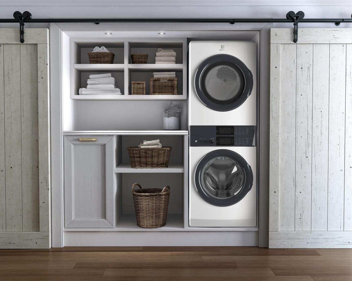 Laundry Tower Single Unit Front Load 4.4 Cu. Ft. Washer & 8 Cu. Ft. Electric Dryer