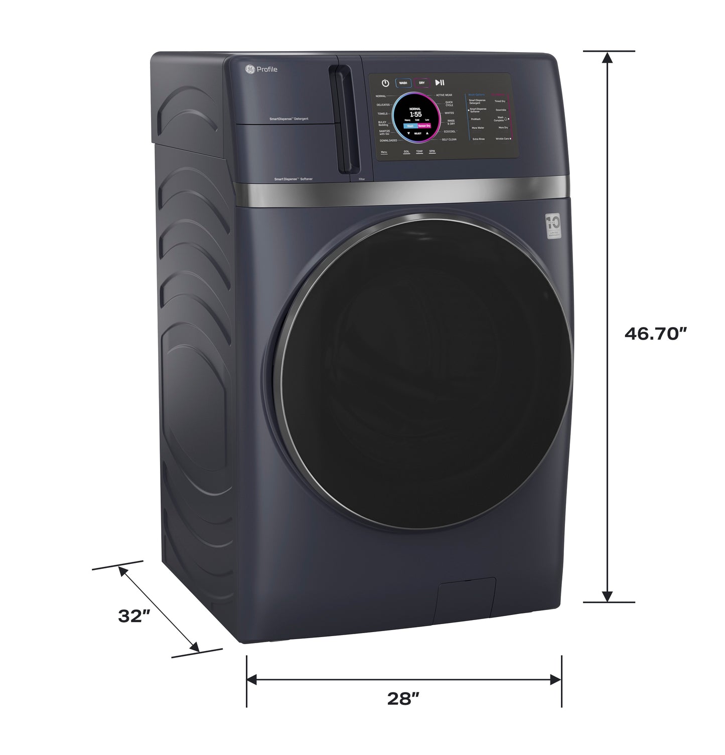 Dark gray front-load washer/dryer combo with digital controls and modern design from Washer/Dryer Combos collection