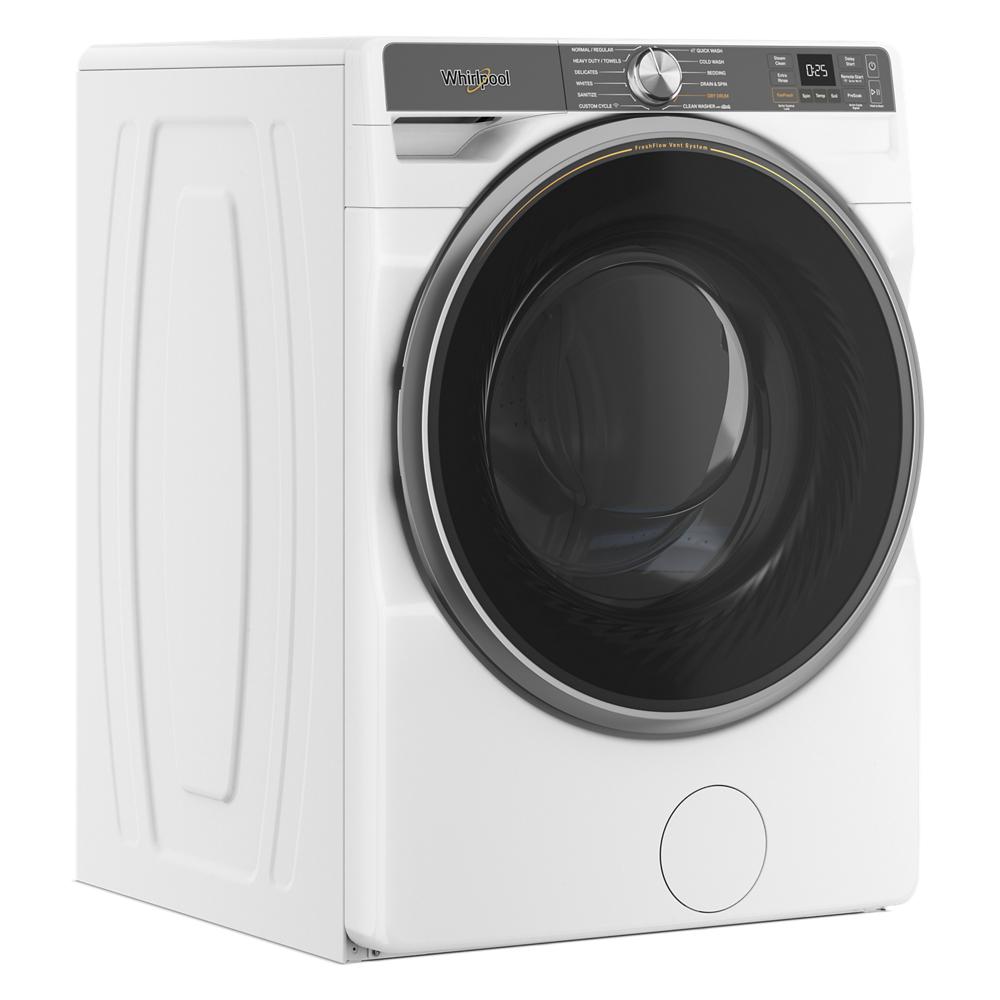 White smart front load washer with digital display and large black circular door in Washers & Dryers collection