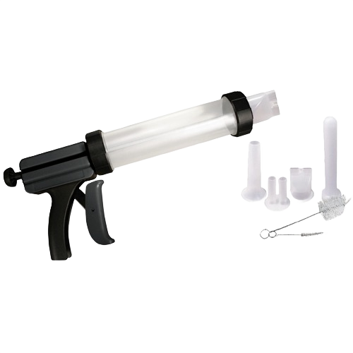 Clear plastic and black jerky gun with multiple nozzles and cleaning brushes for small kitchen appliances collections under $50