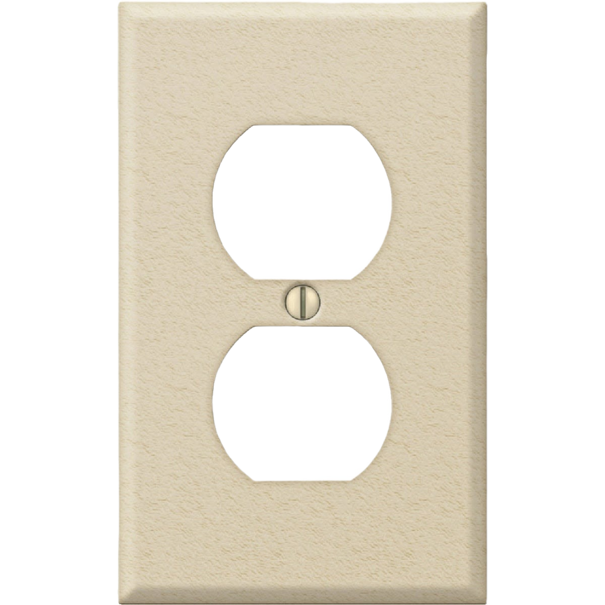 Ivory wrinkle stamped steel 1-gang outlet wall plate for home improvement and electrical projects