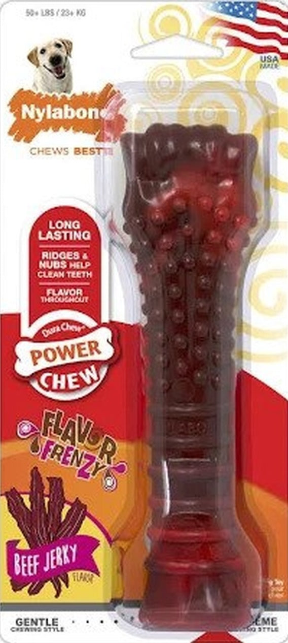 Red textured durable chew bone designed for long-lasting dental cleaning and flavor enjoyment for dogs