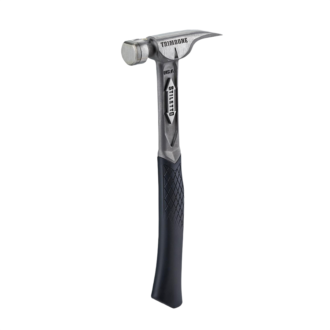 Titanium trim bone hammer with smooth steel face and ergonomically curved handle for precision home improvement tasks