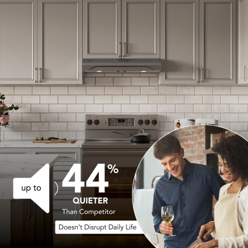 modern kitchen with under cabinet stainless steel range hood above electric stove in home improvement collection