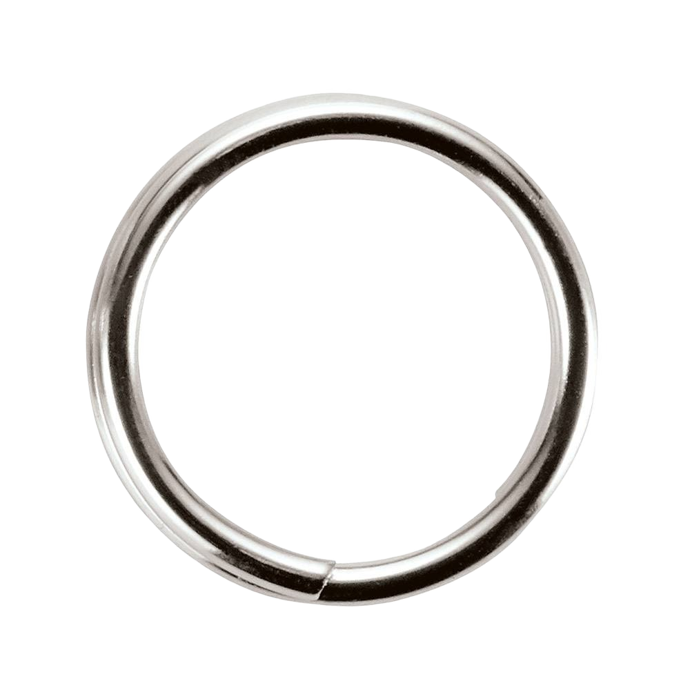 Single durable metal split ring designed for secure tool tethering in hardware and safety equipment collections
