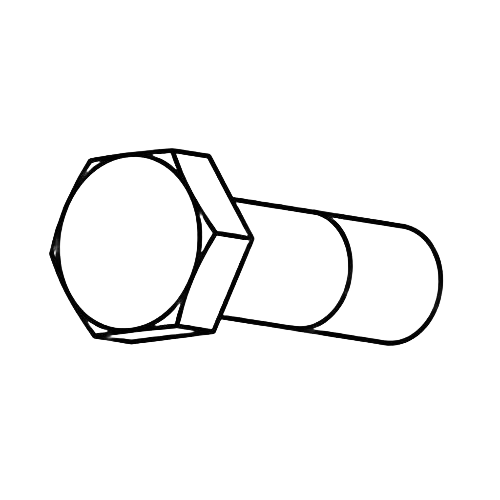 Outline drawing of a hexagonal head screw for use in John Deere parts and hardware collections.