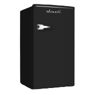 black retro-style compact refrigerator with chrome handle in mini refrigerators and kitchen appliances collection