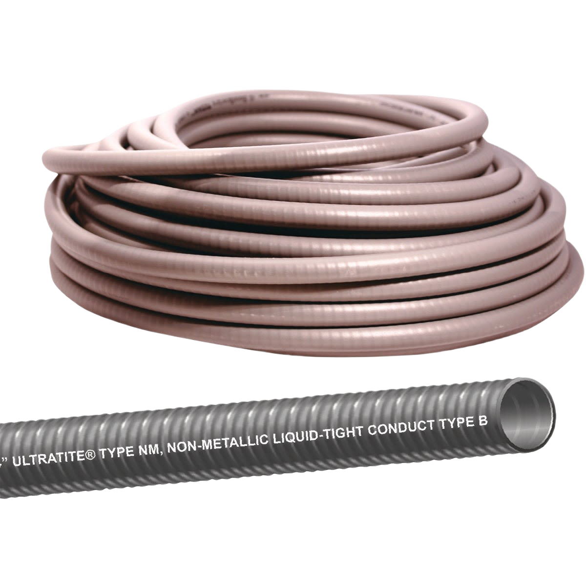 Coiled flexible nonmetallic conduit designed for liquid-tight electrical installations in home improvement projects