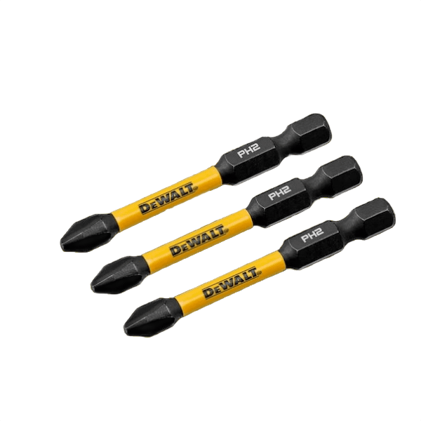 Three yellow and black impact screwdriving bits for power tools in tool accessories and drill bits collections