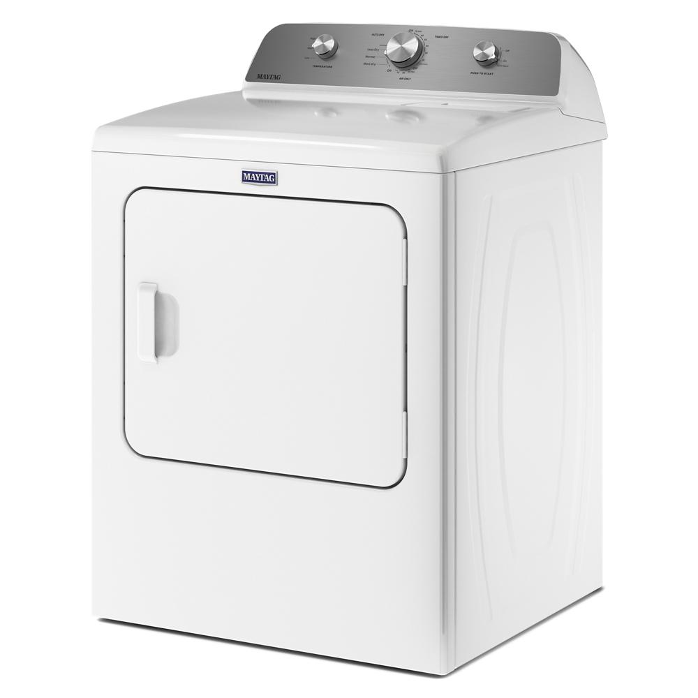 White top load gas dryer with silver control panel and three knobs in Dryers and Appliances collections
