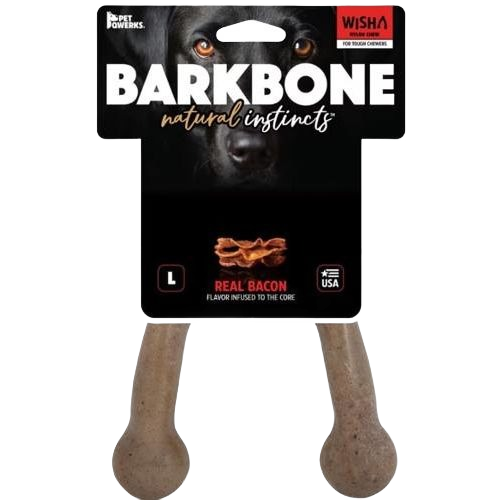 Large chew toy shaped like a wishbone infused with real bacon flavor for dogs in Pet & Animal and Treats collections under $50