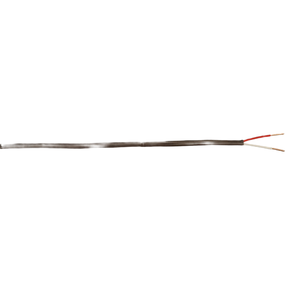 Brown insulated thermostat wire with red and white conductors exposed for home improvement and tools use