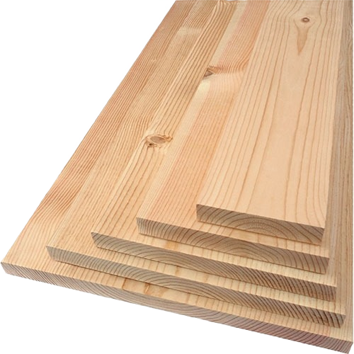 Stack of smooth, light-colored pine boards with micro edging ready for home improvement projects and woodworking tasks