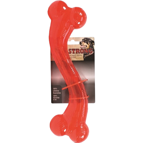 12-inch bright red durable rubber dog chew bone for aggressive chewers in pet and dog toy collections