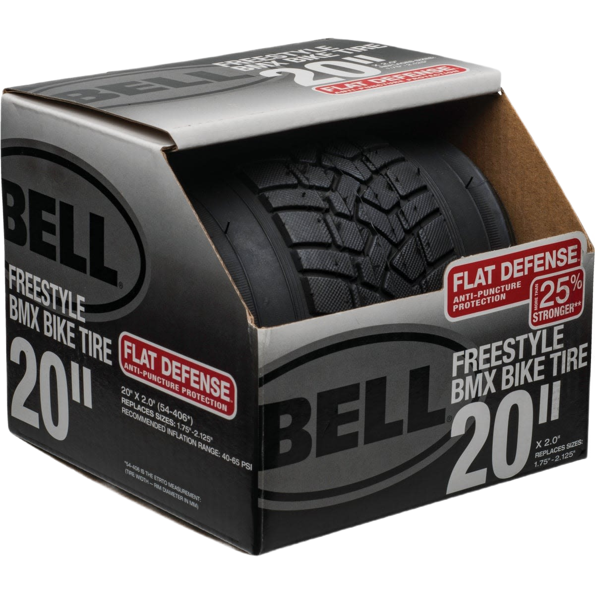 Boxed 20-inch Bell Freestyle bicycle tire with flat defense puncture protection in parts and lubricants collection