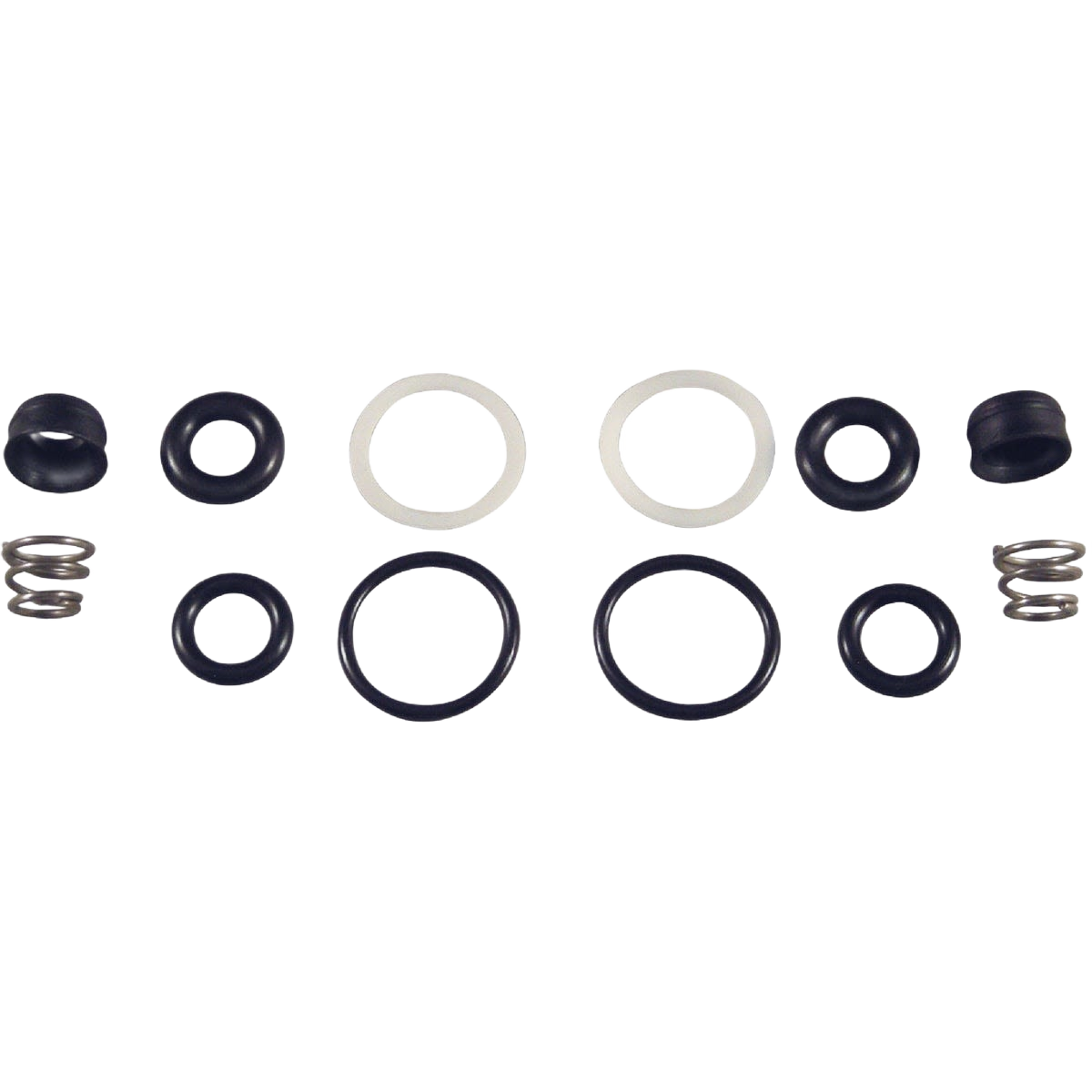 Assorted faucet repair components including springs, rubber seals, and washers for plumbing and faucet maintenance under $50