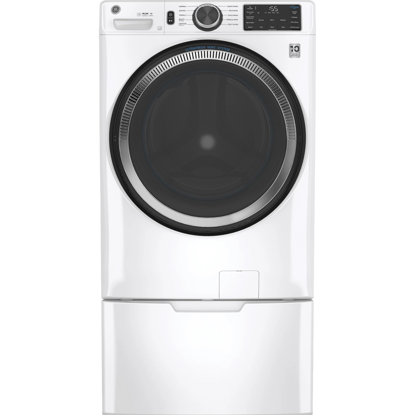 GE® ENERGY STAR 4.8 cu. ft. Capacity Smart Front Load ® Washer with UltraFresh Vent System with OdorBlock™ and Sanitize w/Oxi