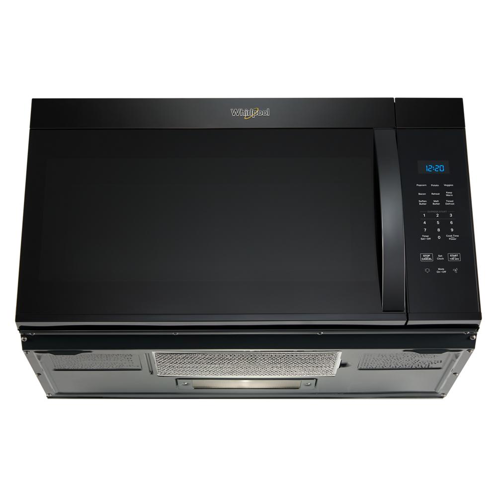 Black 30-inch wide over-the-range microwave with digital control panel, part of microwaves and kitchenware collections