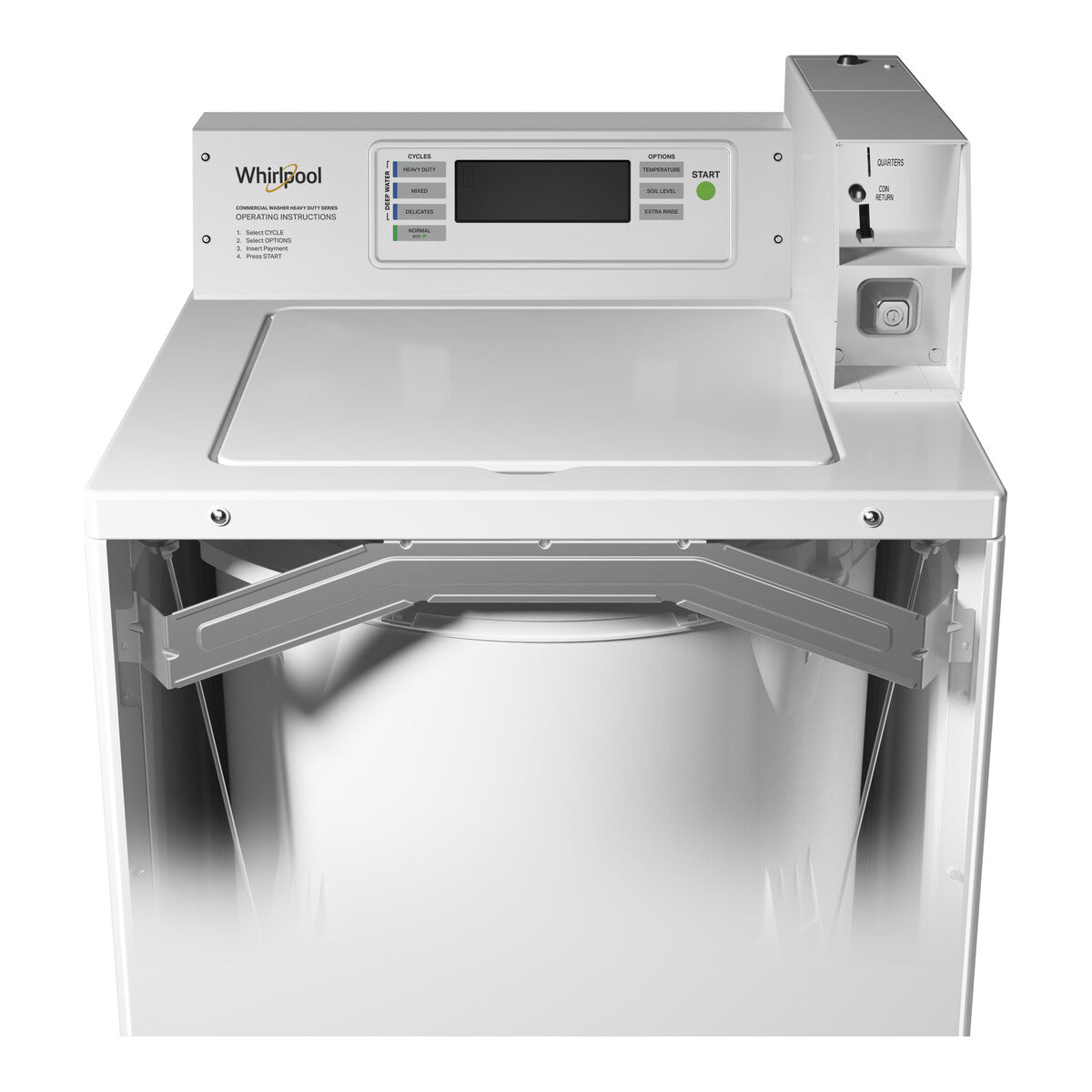 Commercial Top-Load Washer with Factory-Installed Coin Drop and Coin Box