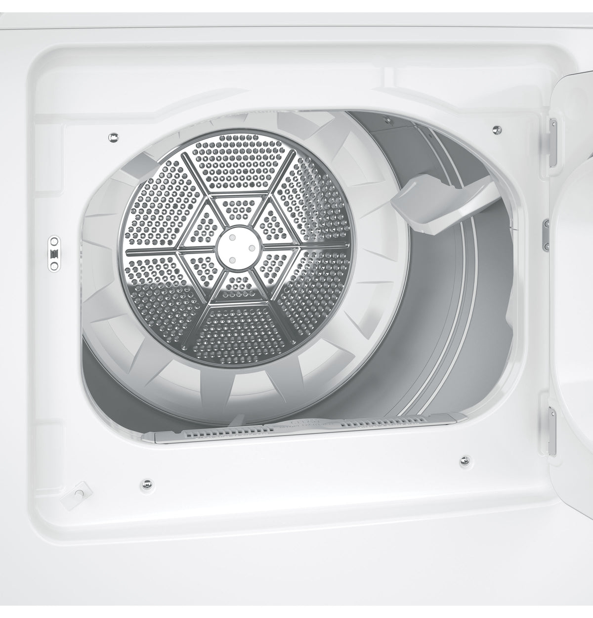 Interior view of electric dryer drum made of aluminized alloy with white outer casing from Dryers collection