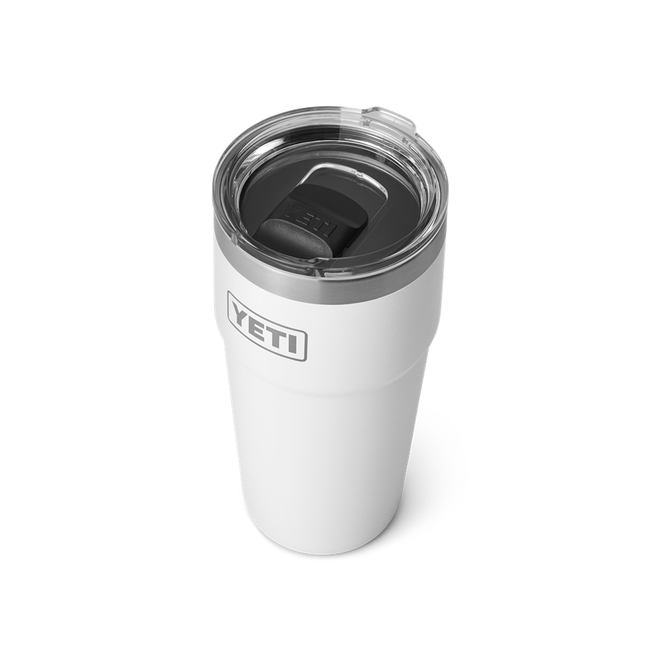 20 oz. white insulated stackable cup with clear spill-resistant lid, durable drinkware for kitchen and outdoor use collections