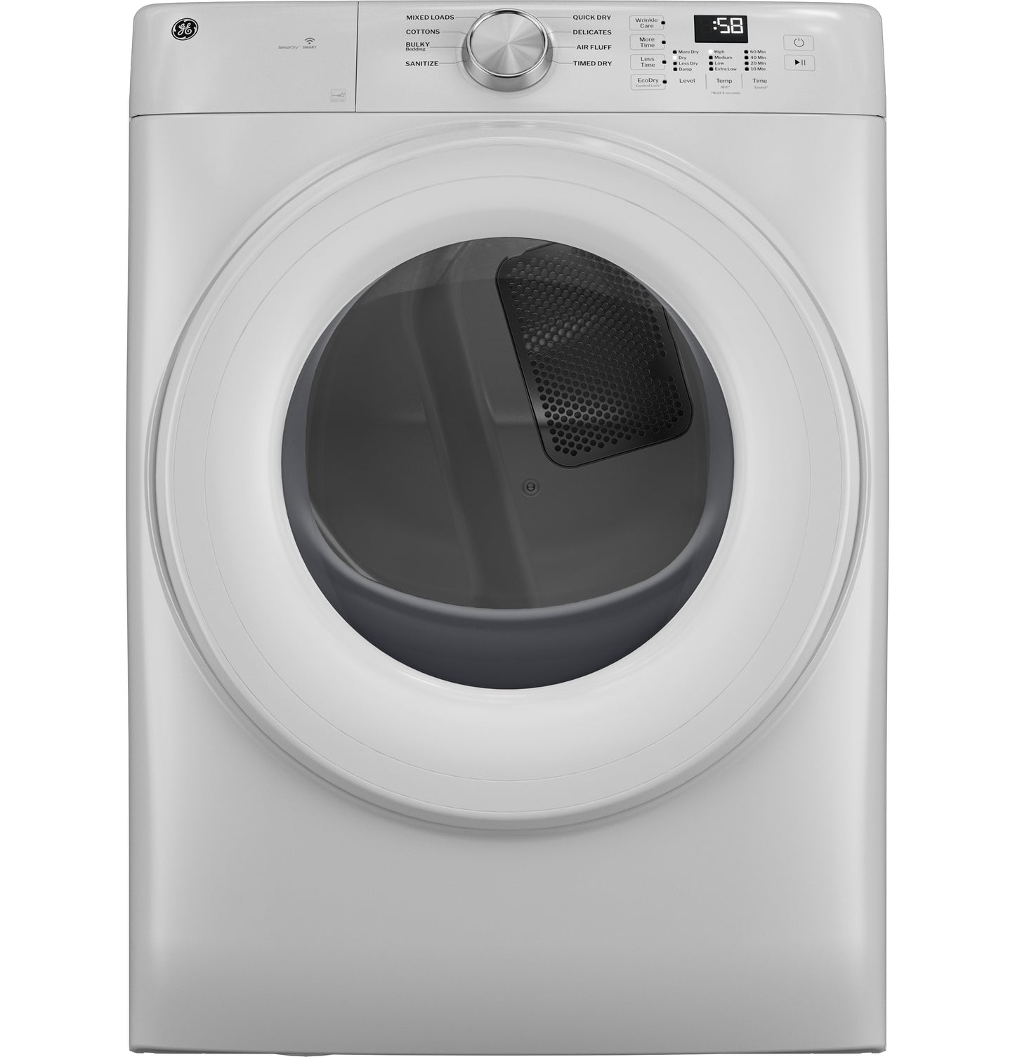White front load electric dryer with digital display and cycle selector knob from Electric Dryers collection