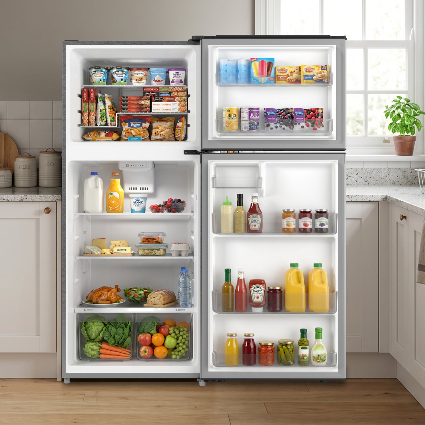 Element Electronics 17.6 cu. ft. Top Freezer Refrigerator, Ice Maker Ready - Stainless Look, ENERGY STAR (ENR18TFGCS)