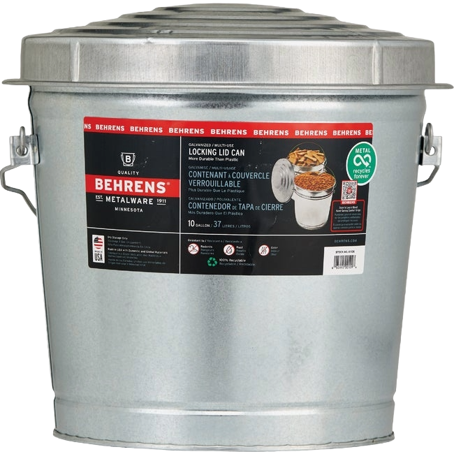 Behrens 10 Gal. Galvanized Locking Lid Trash Can with Lid