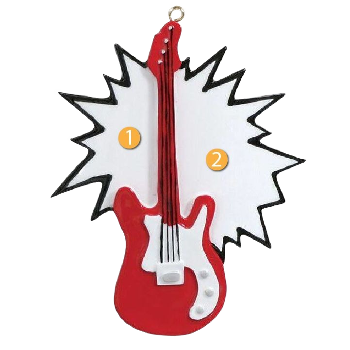 Red electric guitar ornament with white starburst background for Christmas Ornaments & Tree Decorations collection under $50