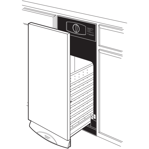 Built-in trash compactor integrated into kitchen cabinetry with open door showing interior in Appliances collection