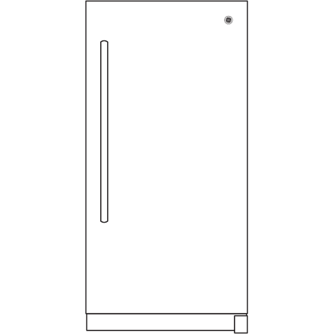 Tall white upright freezer with vertical handle in kitchen and appliance collection including freezers and ice makers