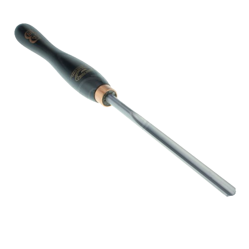 Black handled spindle gouge with steel blade for detailed woodturning in woodworking tools and home improvement collections
