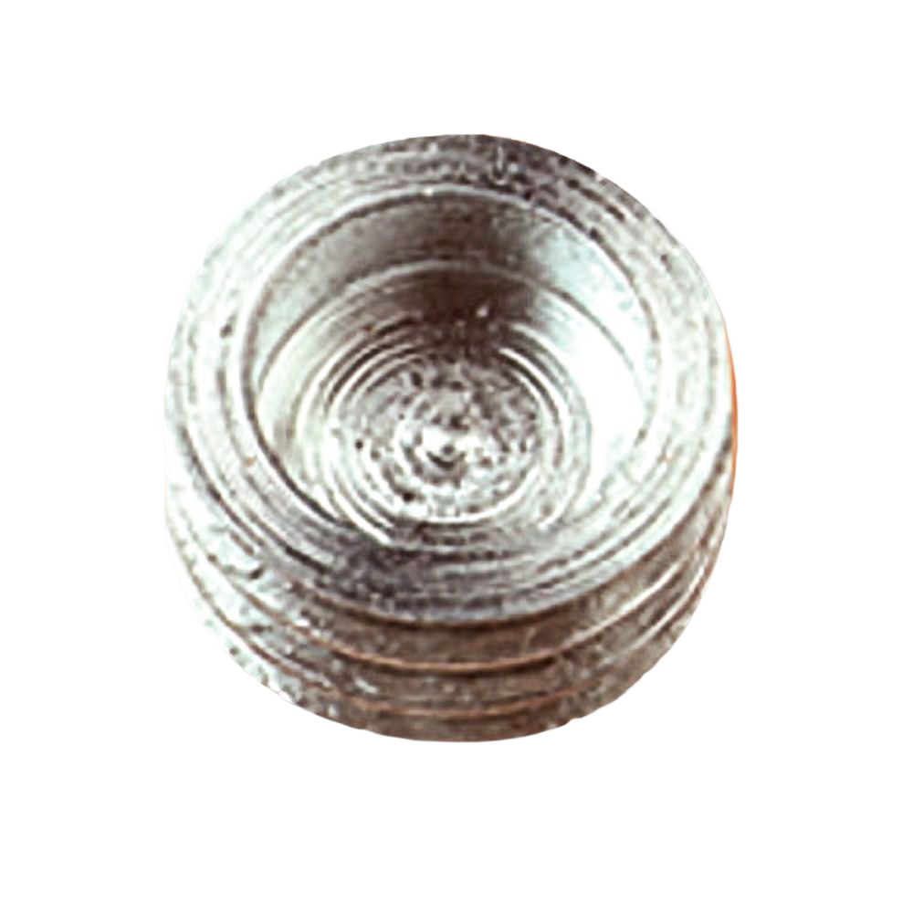 Small steel magnet cup with a recessed center used for securing magnets in tools and home improvement projects