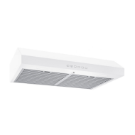 White under cabinet range hood with aluminum mesh filters and push button controls from kitchen appliances collection