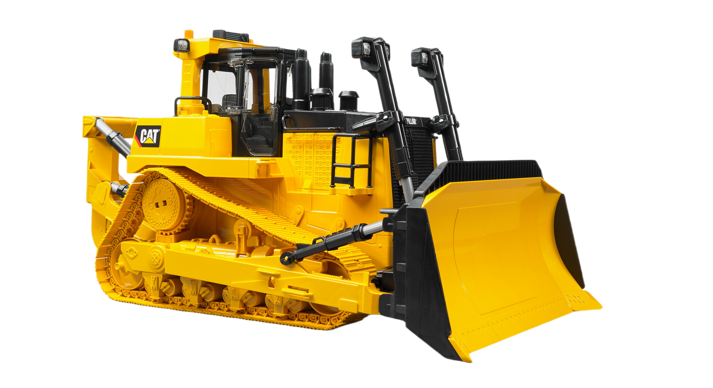 Yellow and black large track-type tractor model with detailed cabin and front blade for tools and home improvement
