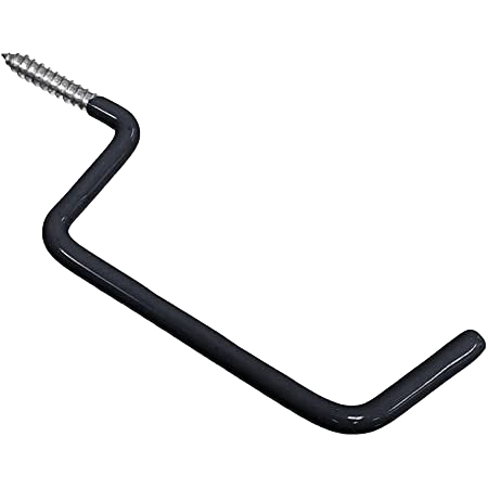 Black vinyl-coated ladder hook with screw end for sturdy storage in Hardware and Storage & Organization collections under $50