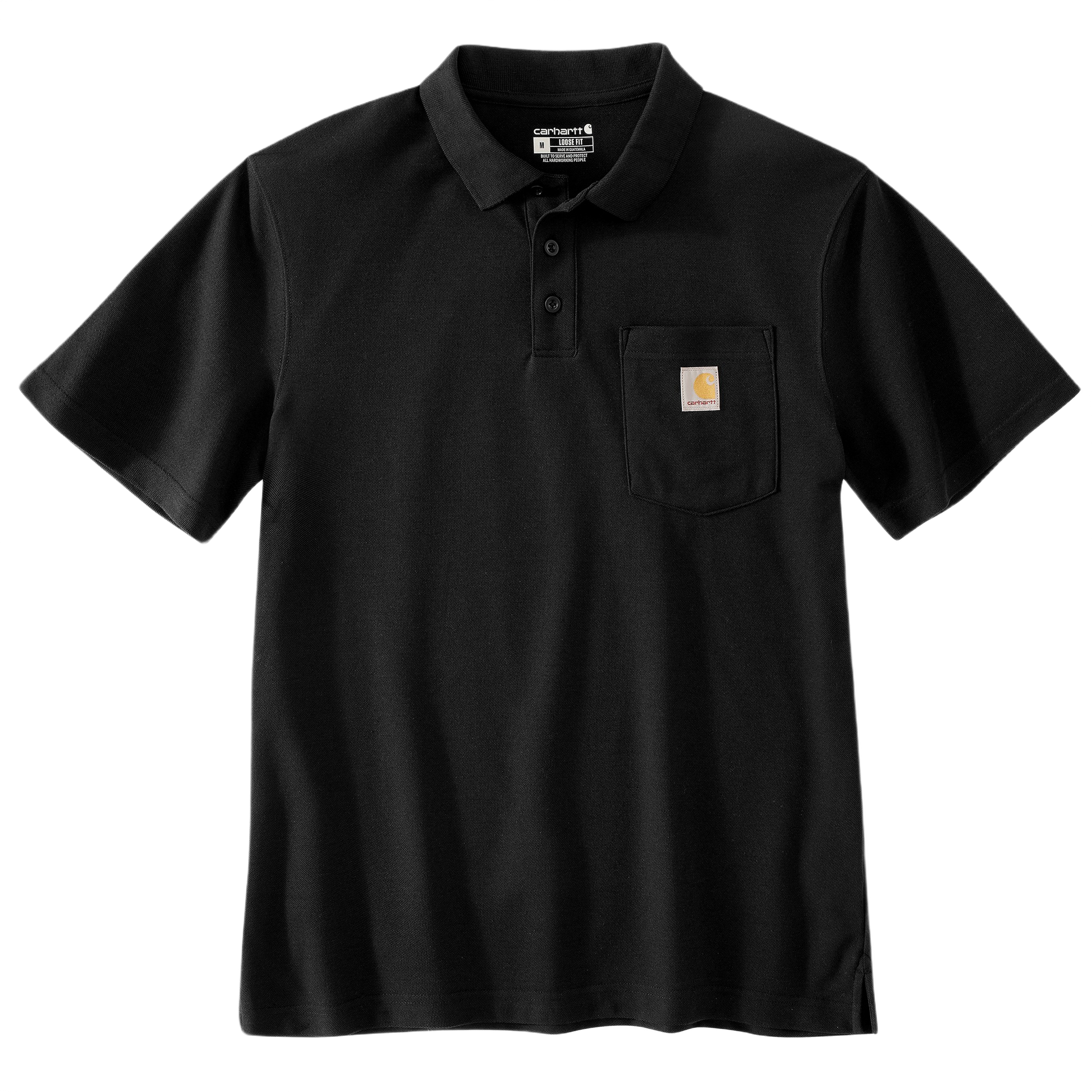 Black loose fit midweight polo shirt with short sleeves and chest pocket in Men's Clothing & Polo Shirts under $50