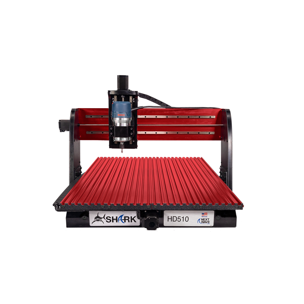 Compact red and black CNC router machine designed for precision woodworking and home improvement tasks