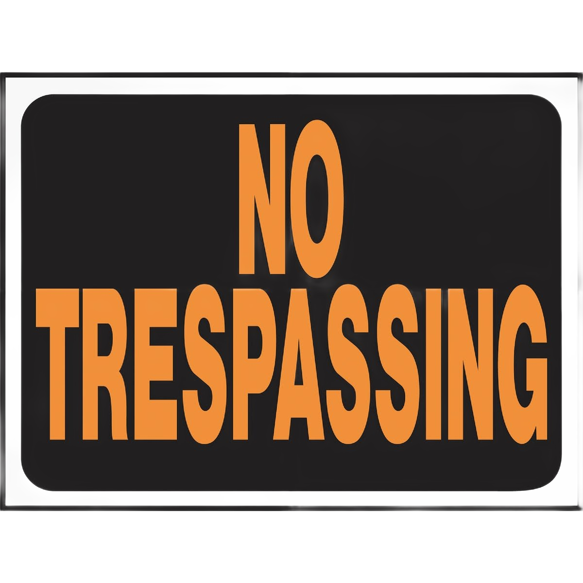 Black and orange adhesive no trespassing sign for home improvement and hardware safety warnings under $50 collection