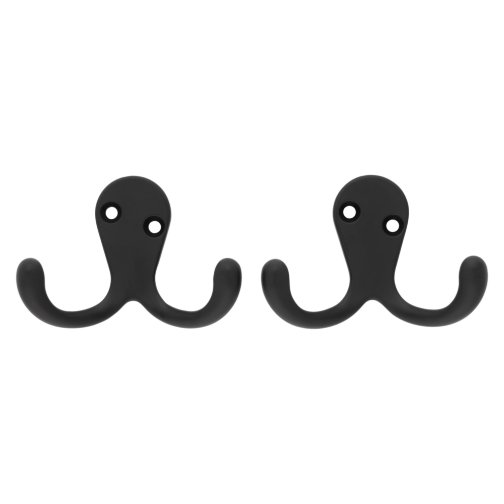 Matte black double hooks designed for closet organization and storage in home improvement under $50 collection