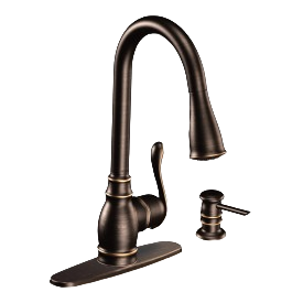 Mediterranean bronze kitchen faucet with high arc pulldown spout and single handle for modern kitchen sinks